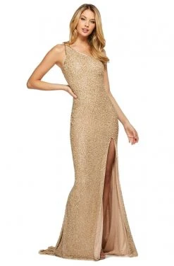 Sherri Hill - 53514 Single Shoulder High Slit Beaded Dress