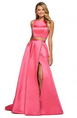 Sherri Hill - 53527 Beaded Two Piece Bateau Mikado A-Line Dress