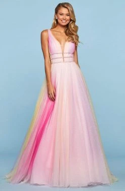 Sherri Hill - 53535 V-Neck A-Line Ombre Dress