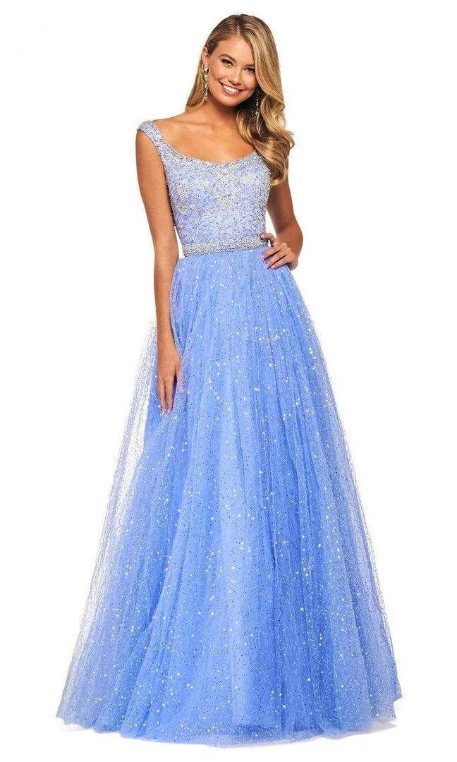 Sherri Hill - 53541 Cap Sleeve Beaded Glitter A-Line Dress 3 Sherri Hill - 53541 Cap Sleeve Beaded Glitter A-Line Dress