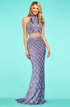Sherri Hill - 53562 Beaded Two Piece High Halter Evening Dress