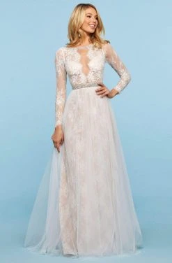 Sherri Hill - 53565 Bateau Beaded Long Sleeve Dress