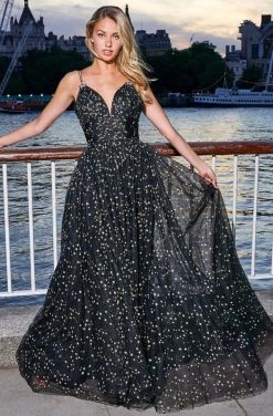 Sherri Hill - 53584 Long Plunging Print Tulle A-Line Dress