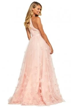 Sherri Hill - 53595 Long Halter Style Plunged Inset A-Line Dress 5 Sherri Hill - 53595 Long Halter Style Plunged Inset A-Line Dress