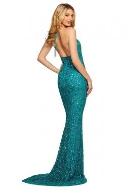 Sherri Hill - 53614 Long Beaded High Halter Dress