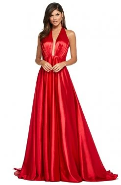 Sherri Hill - 53624 Plunging Halter Neck Long A Line Dress