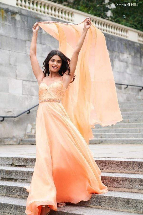 Sherri Hill - 53630 Ruched Beaded Chiffon A-line Dress 6 Sherri Hill - 53630 Ruched Beaded Chiffon A-line Dress