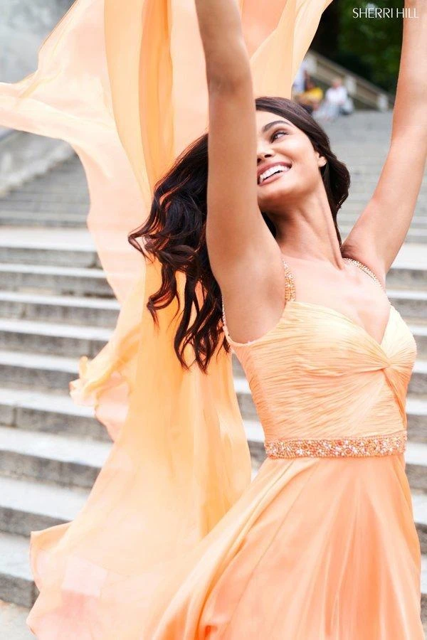 Sherri Hill - 53630 Ruched Beaded Chiffon A-line Dress 7 Sherri Hill - 53630 Ruched Beaded Chiffon A-line Dress