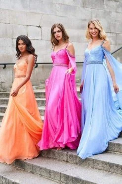 Sherri Hill - 53630 Ruched Beaded Chiffon A-line Dress 28 Sherri Hill - 53630 Ruched Beaded Chiffon A-line Dress