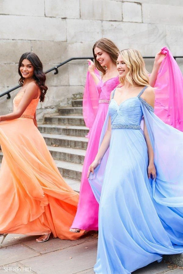 Sherri Hill - 53630 Ruched Beaded Chiffon A-line Dress 16 Sherri Hill - 53630 Ruched Beaded Chiffon A-line Dress