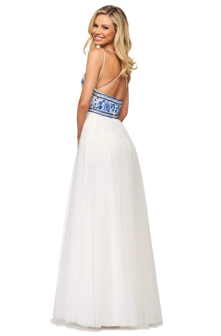 Sherri Hill - 53632 Long Floral Embroidered A-Line Dress 4 Sherri Hill - 53632 Long Floral Embroidered A-Line Dress