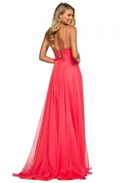 Sherri Hill - 53634 Plunging V-Neck A-Line Chiffon Dress