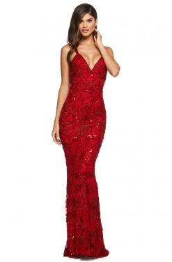 Sherri Hill - 53689 V-Neck Beaded Sheath Dress