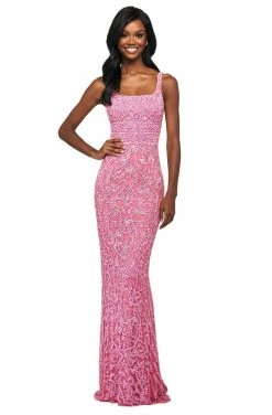 Sherri Hill - 53691 Scoop Back Beaded Fitted Dress