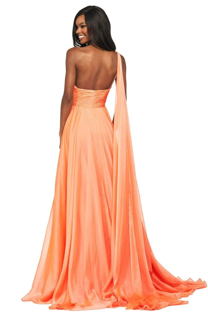 Sherri Hill - 53698 Chiffon Single Shoulder A-Line Dress 4 Sherri Hill - 53698 Chiffon Single Shoulder A-Line Dress