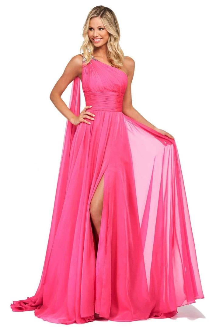 Sherri Hill - 53698 Chiffon Single Shoulder A-Line Dress 8 Sherri Hill - 53698 Chiffon Single Shoulder A-Line Dress