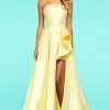 Sherri Hill - 53710 Beaded Satin A-Line Dress With Slit