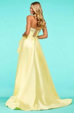 Sherri Hill - 53710 Beaded Satin A-Line Dress With Slit