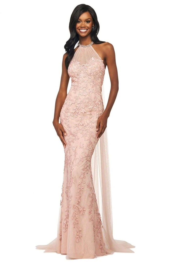 Sherri Hill - 53724 Lace High Halter Neckline Evening Dress 3 Sherri Hill - 53724 Lace High Halter Neckline Evening Dress