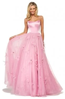 Sherri Hill - 53744 Scoop Floral Applique A-Line Dress