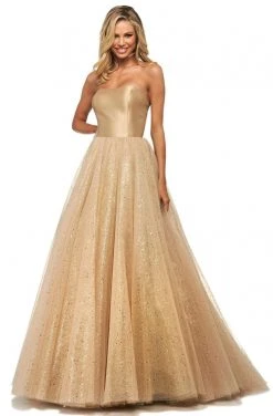 Sherri Hill - 53747 Semi-Sweetheart Strapless Glitter Tulle Dress