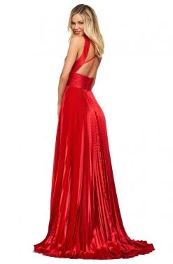 Sherri Hill - 53762 Halter Satin A-Line Evening Dress
