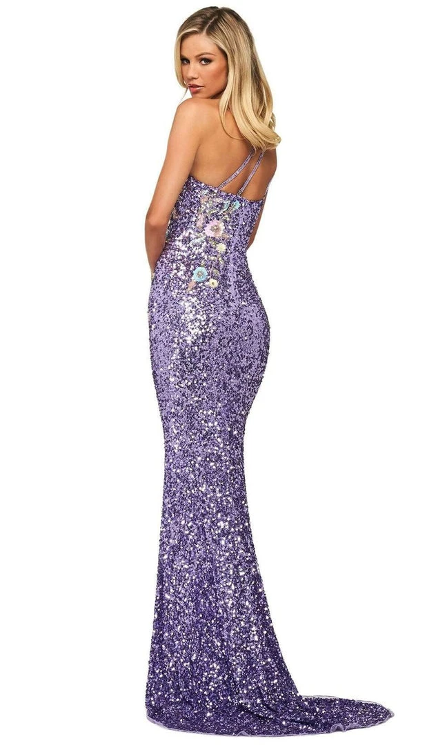 Sherri Hill - 53791 Single Shoulder Applique Sheath Dress 4 Sherri Hill - 53791 Single Shoulder Applique Sheath Dress