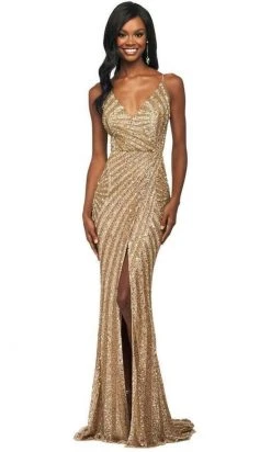 Sherri Hill - 53798 V-Neck Sequins Sheath Dress