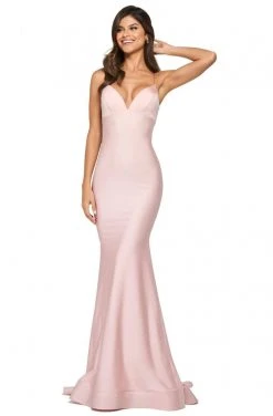 Sherri Hill - 53879 Deep V-Neck Mermaid Dress With Train