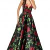 Sherri Hill - 53896 V-Neck Lace-Up Satin Dress