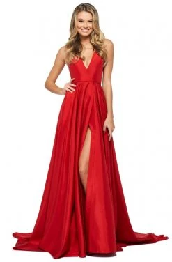 Sherri Hill - 53904 Plunging Bodice A-Line Taffeta Dress