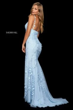 Sherri Hill - 53908 Embroidered Deep V Neck Trumpet Dress