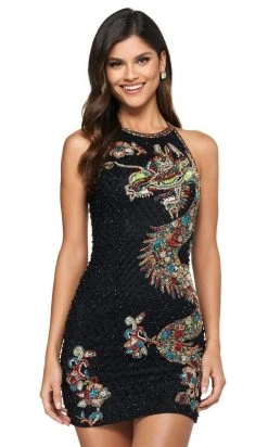 Sherri Hill - 53926 Embroidered Halter Fitted Dress