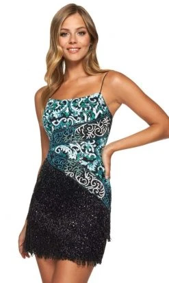 Sherri Hill - 53933 Embellished Scoop Fringe Sheath Dress