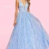 Sherri Hill - 54041 Plunging Bodice Glitter A-Line Dress
