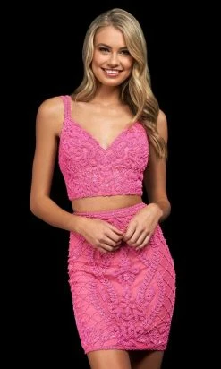 Sherri Hill - 54123 Two-Piece Bead Embossed Short Sheath Dress