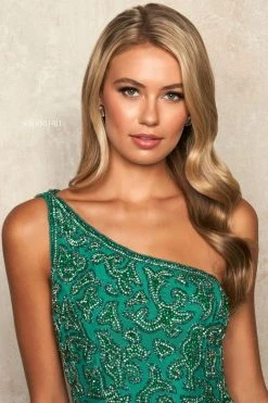 Sherri Hill - 54139 Embroidered Asymmetric Sheath Dress