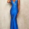 Sherri Hill - 54156 Illusion Plunging Neck Fitted Beaded Gown
