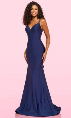 Sherri Hill - 54181 Sleeveless V-Neck Tie Open Back Mermaid Gown