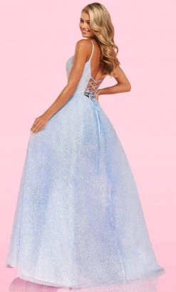 Sherri Hill - 54205 Plunging V Neck Glitter Organza Ballgown