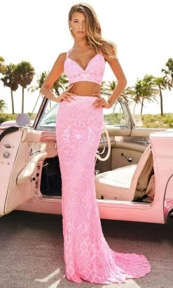 Sherri Hill - 54218 Two-Piece Sequin Ornate Sheath Gown