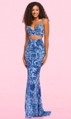 Sherri Hill - 54218 Two-Piece Sequin Ornate Sheath Gown 14 Sherri Hill - 54218 Two-Piece Sequin Ornate Sheath Gown