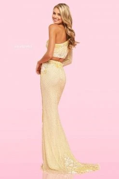 Sherri Hill - 54235 Beaded One Shoulder High Slit Dress