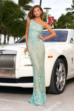 Sherri Hill - 54250 Bead-Patterned One Shoulder Dress