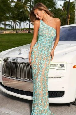 Sherri Hill - 54250 Bead-Patterned One Shoulder Dress