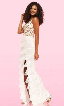 Sherri Hill - 54251 Fringe Sheath Dress With Slit