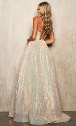 Sherri Hill - 54261 Sequined Deep V Neck Ballgown