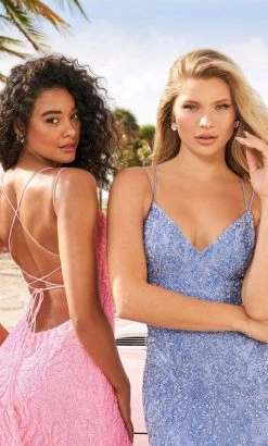 Sherri Hill - 54344 Strappy Open Back Beaded Fringe High Slit Gown 12 Sherri Hill - 54344 Strappy Open Back Beaded Fringe High Slit Gown