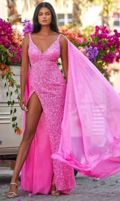 Sherri Hill - 54882 Sheer Drape Sequin Gown