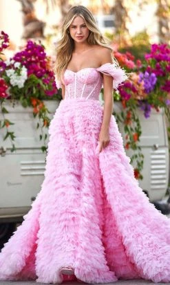 Sherri Hill - 54906 Off Shoulder Tiered Ballgown